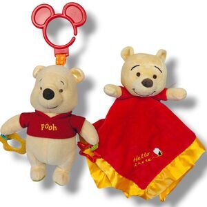 Disney Baby Winnie Pooh Baby Toy Bundle Security Blanket Lovey Teether  Plushie